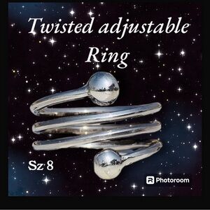 🩶 Sterling Silver.925 Unisex Twisted Ring it’s Adjustable and Stunning Size 8